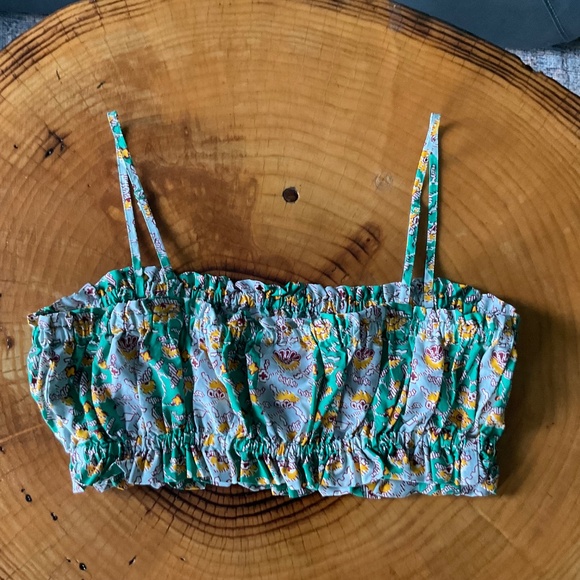 NWT Multicolor Stripe Floral Crop Top Size Small - Picture 4 of 7